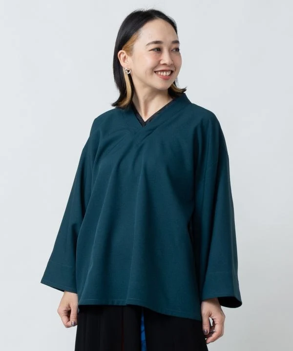 Blouse style kimono avec broderie Sharemon