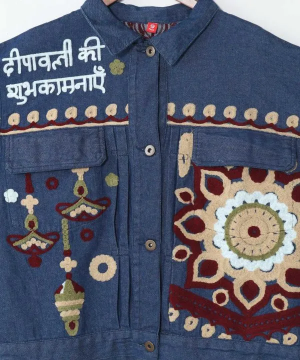 Chemise en jean brodée Ari