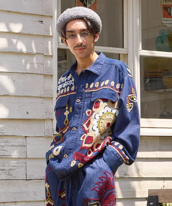 Chemise en jean brodée Ari pour homme
