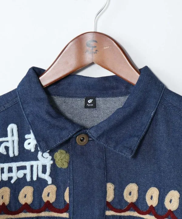 Chemise en jean brodée Ari pour homme