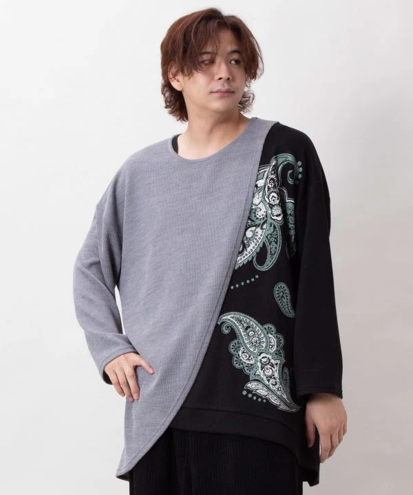 Haut à empiècements superposés à motif cachemire pour homme