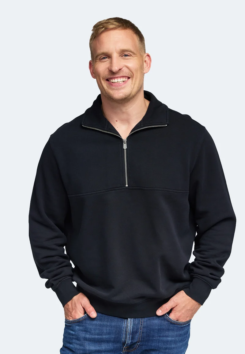1002 Oxford – Half-Zip Sweatshirt mit Stehkragen