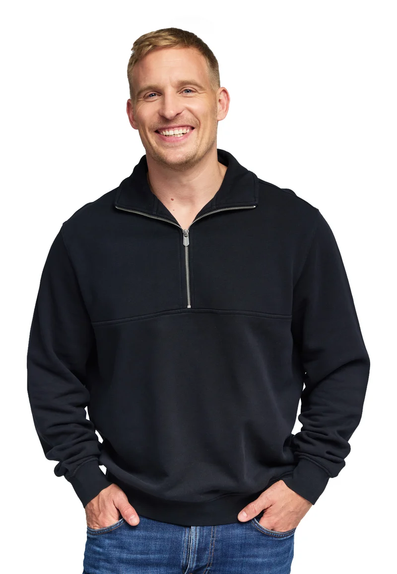 1002 Oxford – Half-Zip Sweatshirt mit Stehkragen