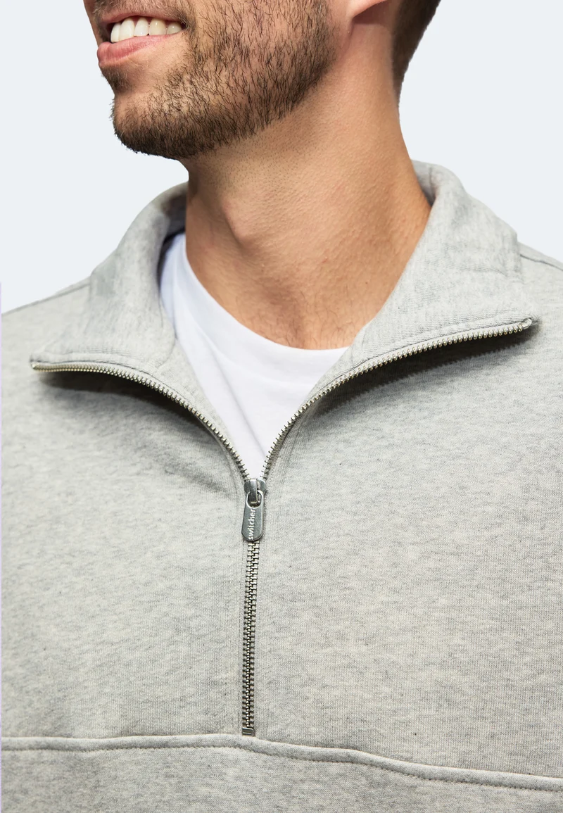 1002 Oxford – Half-Zip Sweatshirt mit Stehkragen