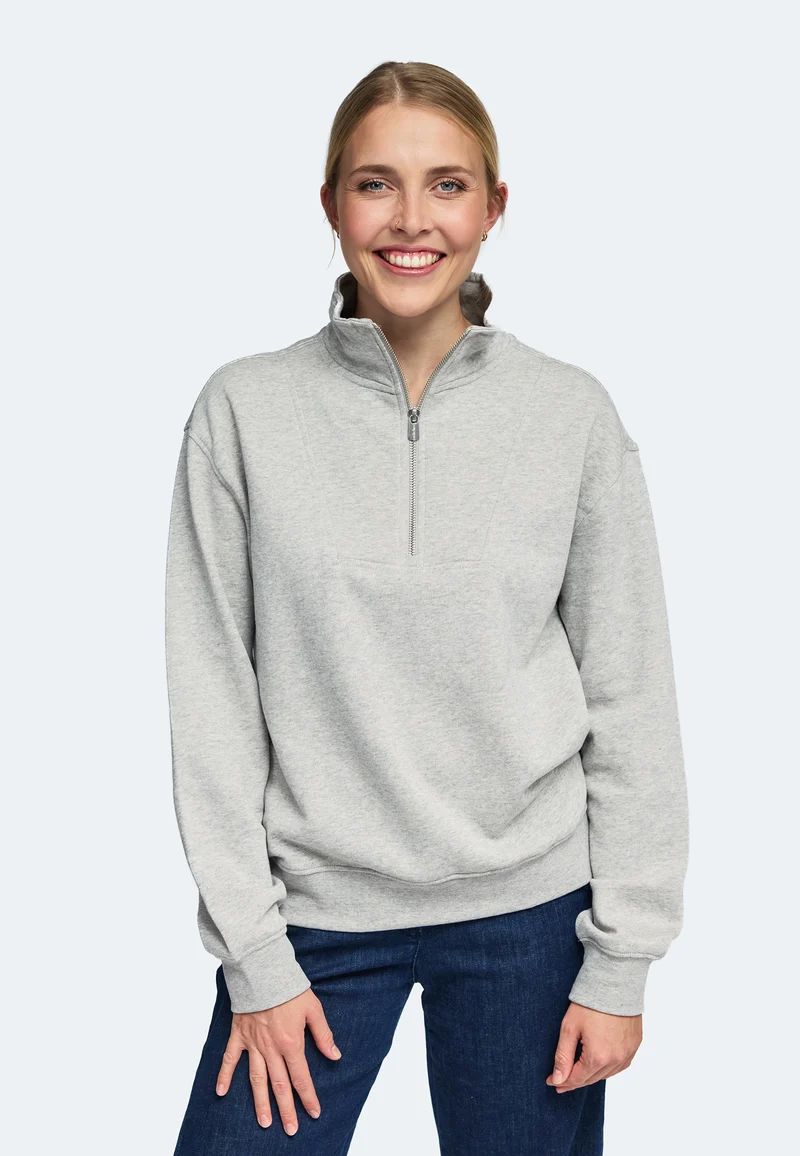 1001 Manchester – Half-Zip Sweatshirt Damen mit Stehkragen