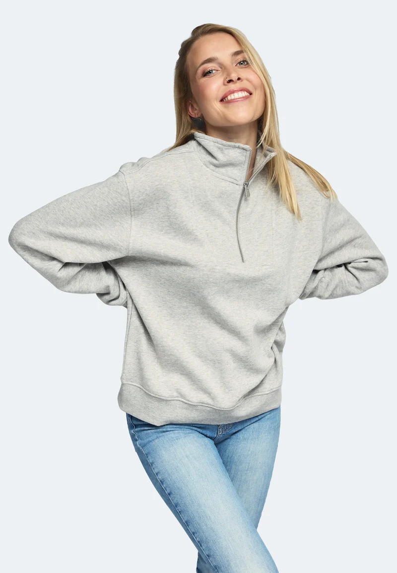 1001 Manchester – Half-Zip Sweatshirt Damen mit Stehkragen