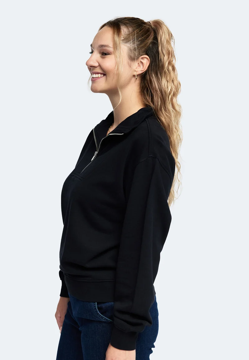 1001 Manchester – Half-Zip Sweatshirt Damen mit Stehkragen