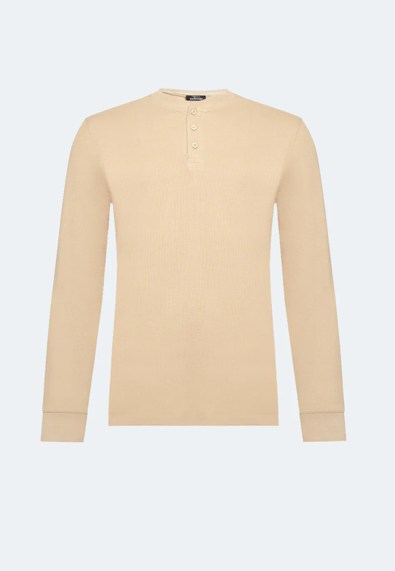 1025 Sébastien – Longsleeve Waffle Henley Shirt Herren