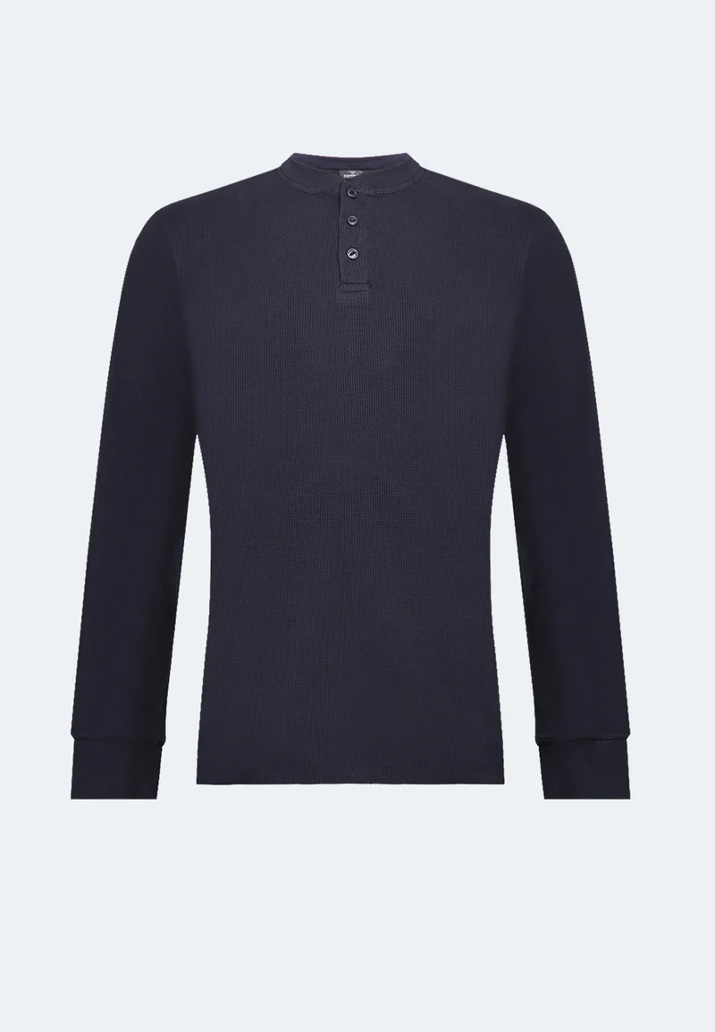 1025 Sébastien – Longsleeve Waffle Henley Shirt Herren