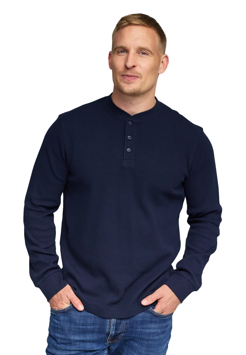 1025 Sébastien – Longsleeve Waffle Henley Shirt Herren