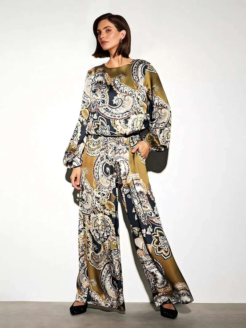 Exquisite Paisley Print Bubble Hem Blouse
