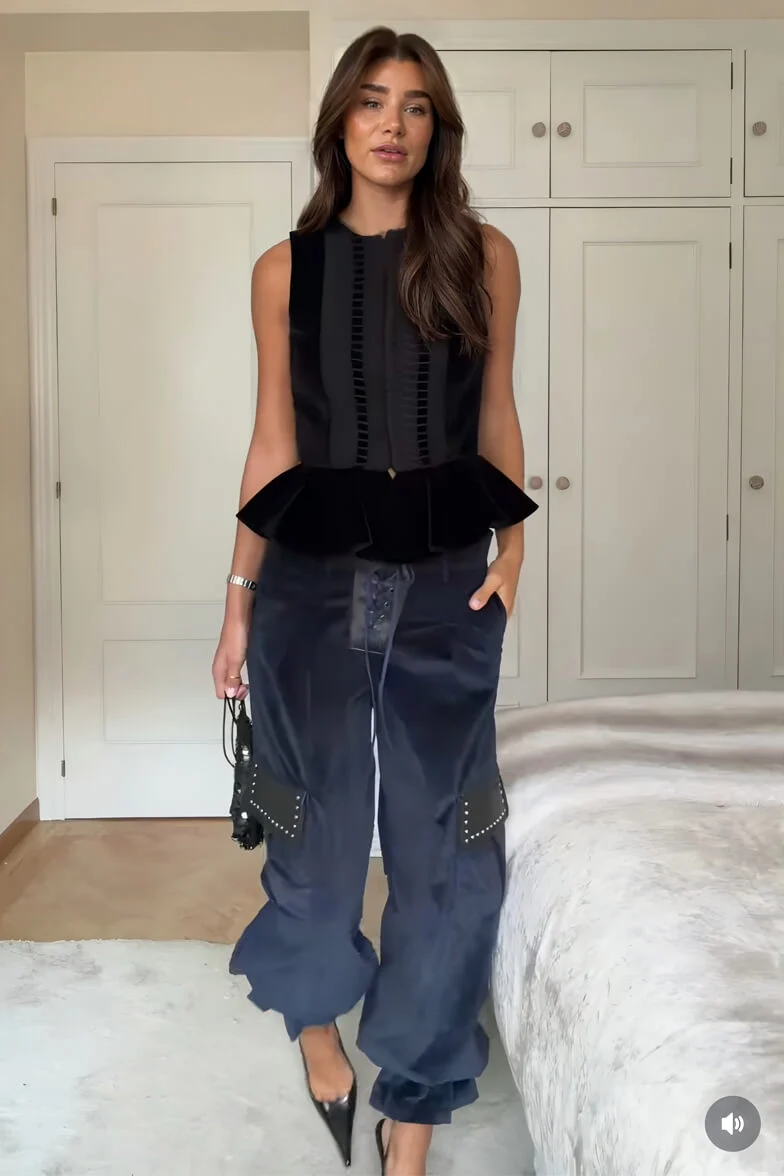 Retro Fashion Corduroy Drawstring Tapered Pants