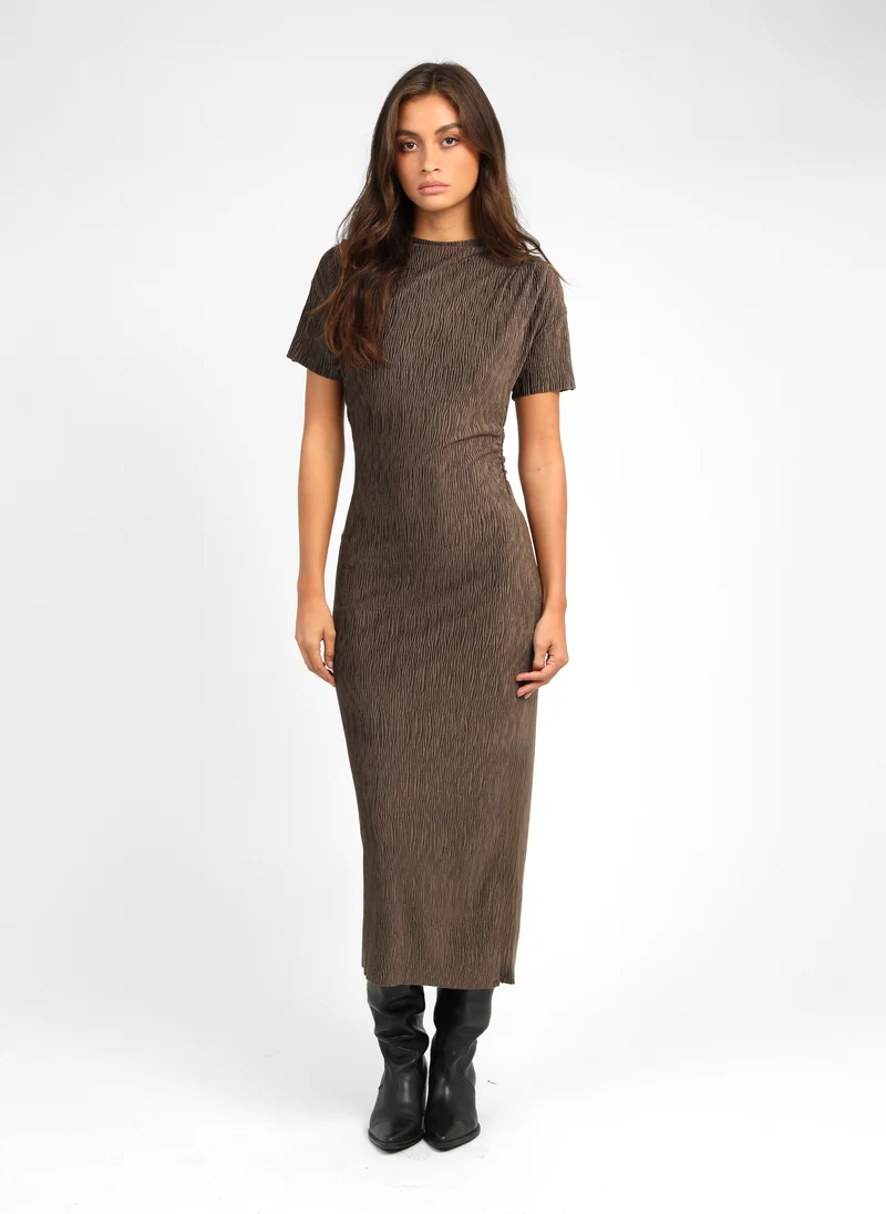 ROBE MIDI ELOANE marron