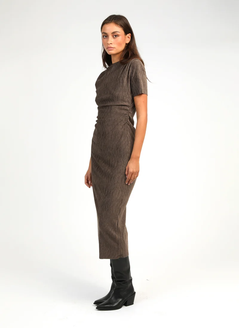 ROBE MIDI ELOANE marron