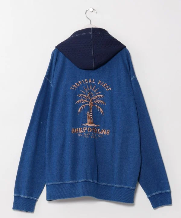 Sweat à capuche en maille délavée avec logo - SURF & Palms