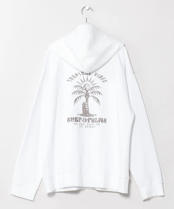 Sweat à capuche en maille délavée avec logo - SURF & Palms