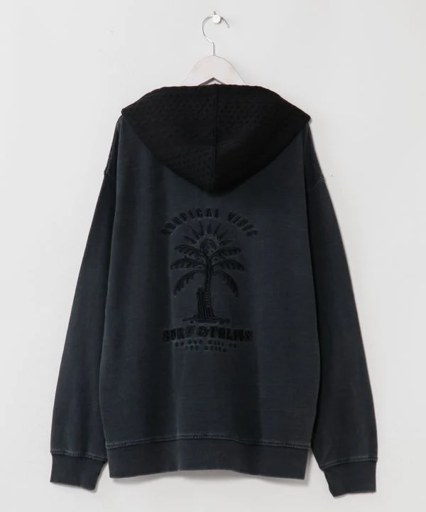 Sweat à capuche en maille délavée avec logo - SURF & Palms