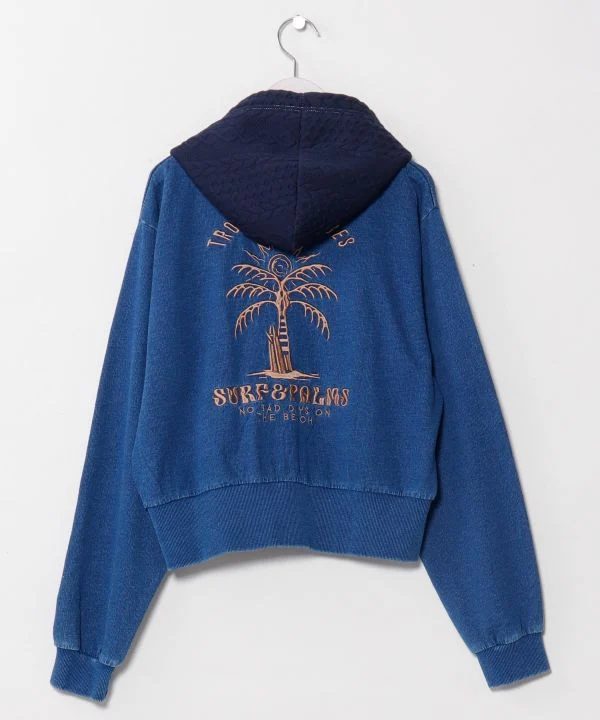 Sweat à capuche zippé en maille lavée - SURF & Palms