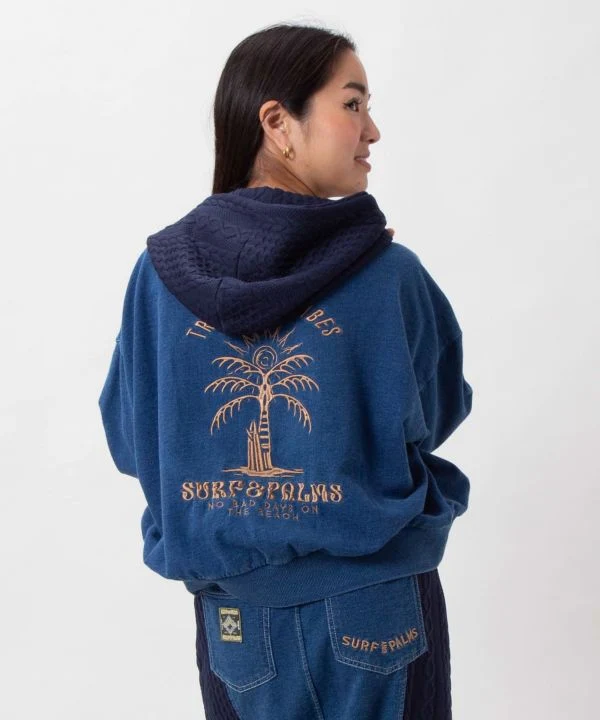 Sweat à capuche en maille lavée - SURF＆Palms