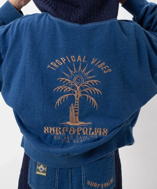 Sweat à capuche en maille lavée - SURF＆Palms