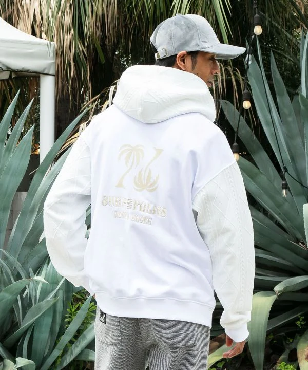 Sweat à capuche zippé en maille brodée hawaïenne - SURF＆Palms