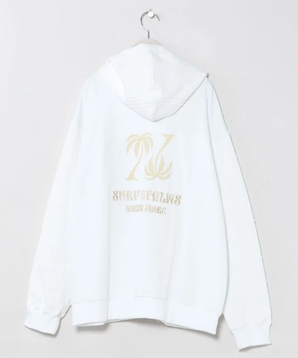 Sweat à capuche zippé en maille brodée hawaïenne - SURF＆Palms