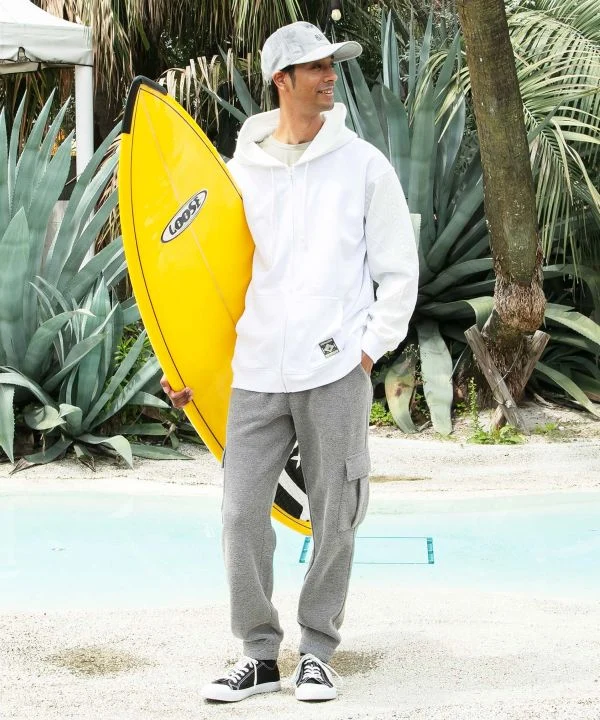 Sweat à capuche zippé en maille brodée hawaïenne - SURF＆Palms