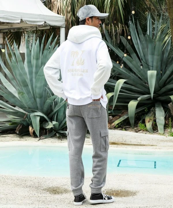 Sweat à capuche zippé en maille brodée hawaïenne - SURF＆Palms