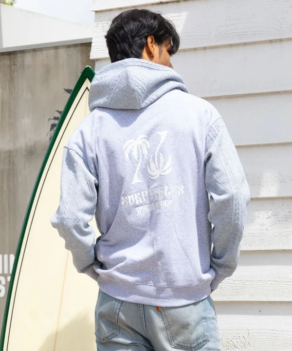 Sweat à capuche en maille floquée brodée - SURF＆Palms