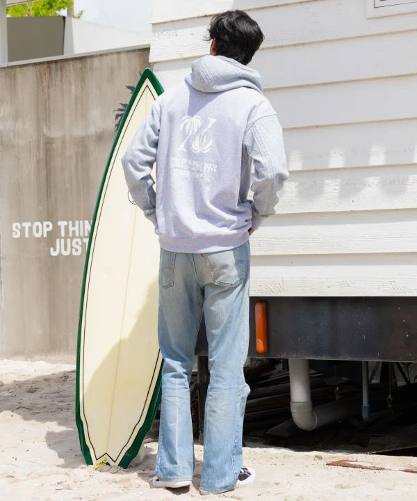 Sweat à capuche en maille floquée brodée - SURF＆Palms