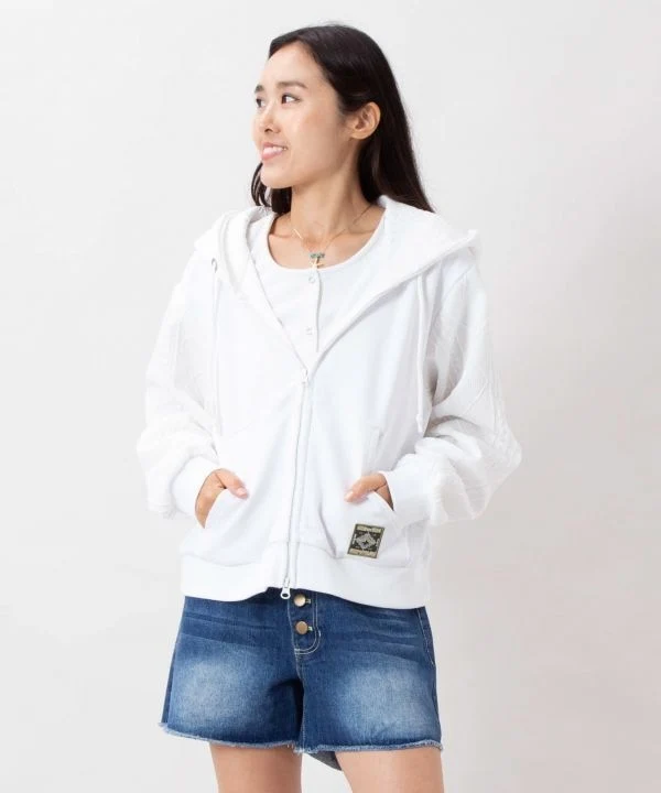 Sweat à capuche zippé en maille floquée brodée - SURF & Palms
