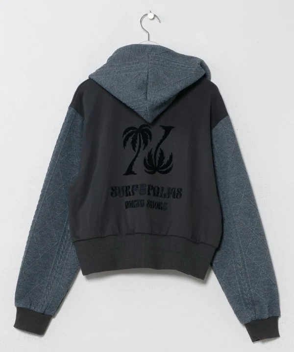 Sweat à capuche zippé en maille floquée brodée - SURF & Palms
