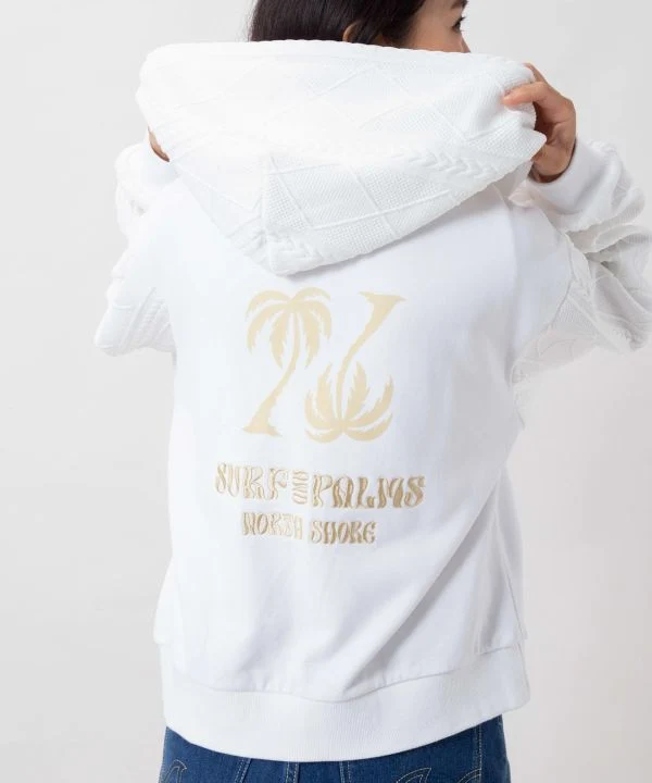 Sweat à capuche zippé en maille floquée brodée - SURF & Palms