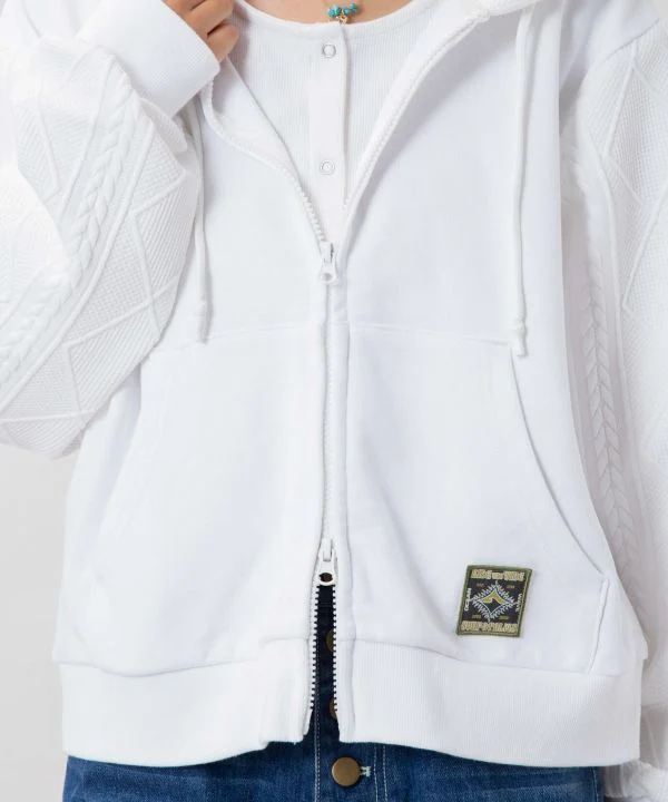 Sweat à capuche zippé en maille floquée brodée - SURF & Palms