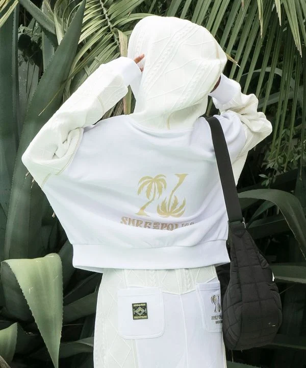 Sweat à capuche en maille floquée brodée - SURF＆Palms