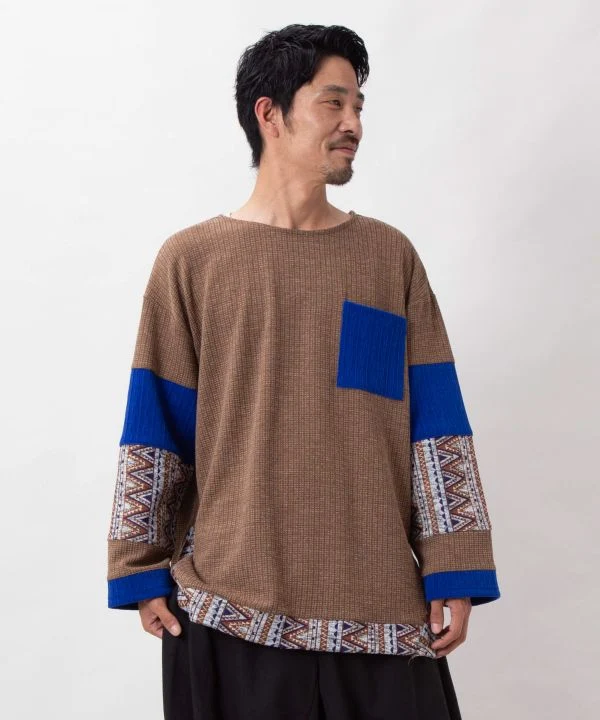 Haut patchwork à motif géométrique pour homme