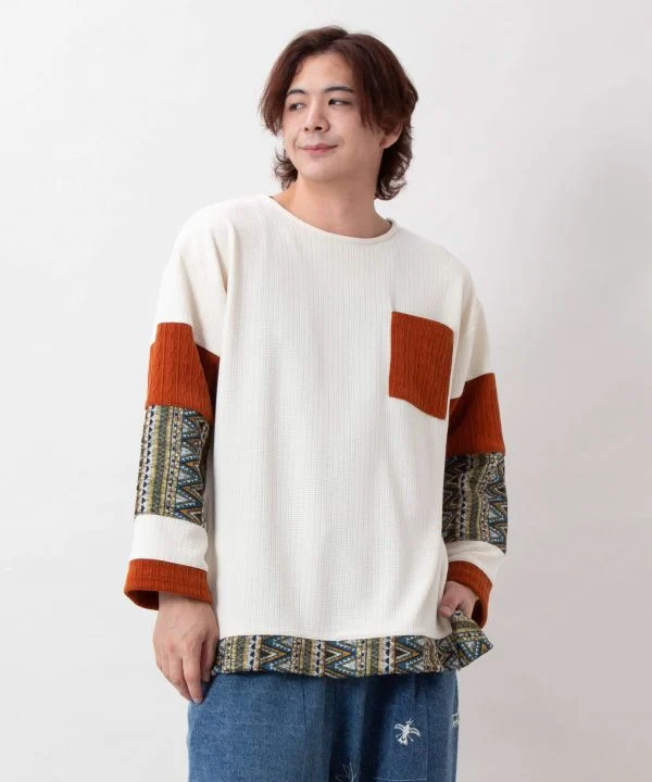 Haut patchwork à motif géométrique pour homme