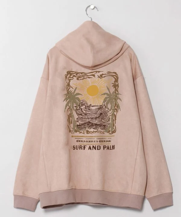 Sweat à capuche zippé brodé motif paysage hawaïen - SURF & Palms
