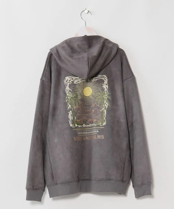 Sweat à capuche brodé motif paysage hawaïen pour homme - SURF＆Palms
