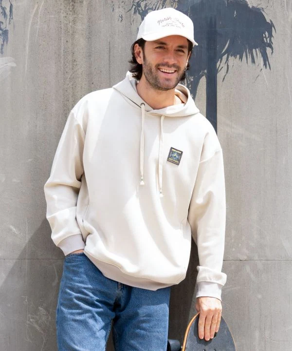Sweat à capuche brodé motif paysage hawaïen pour homme - SURF＆Palms