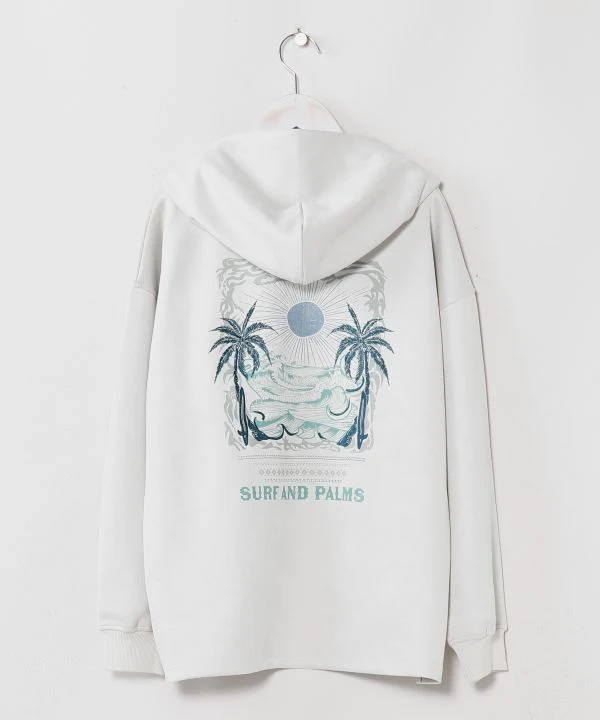 Sweat à capuche brodé motif paysage hawaïen - SURF & Palms