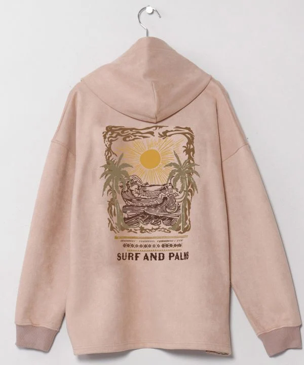 Sweat à capuche brodé motif paysage hawaïen - SURF & Palms