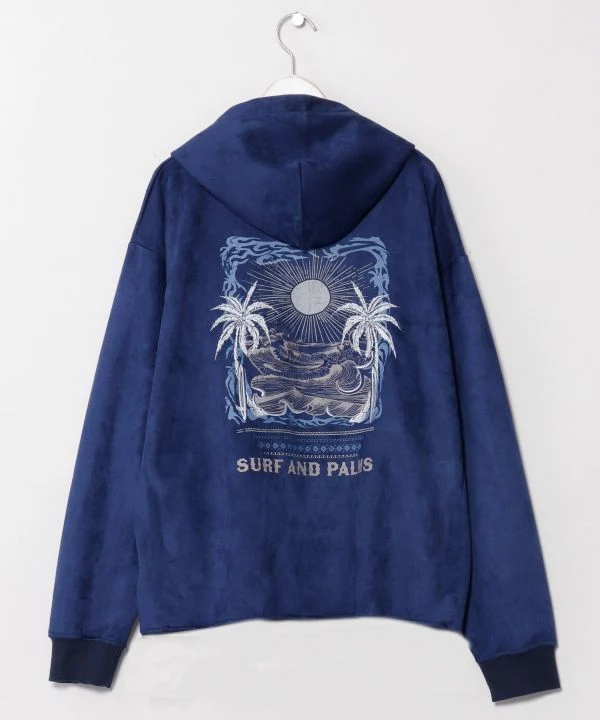 Sweat à capuche brodé motif paysage hawaïen - SURF & Palms
