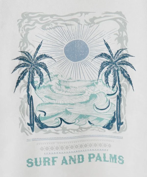 Sweat à capuche brodé motif paysage hawaïen - SURF & Palms