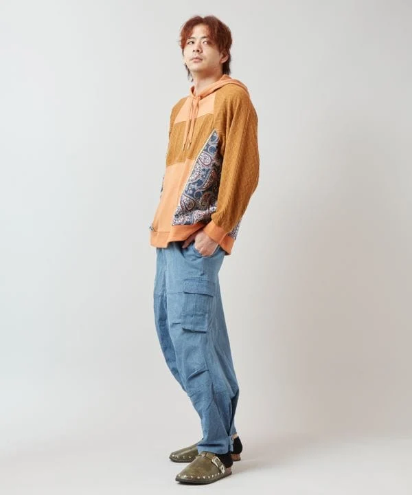 Sweat à capuche patchwork style vintage pour homme