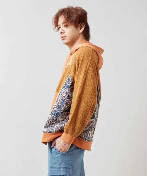 Sweat à capuche patchwork style vintage pour homme