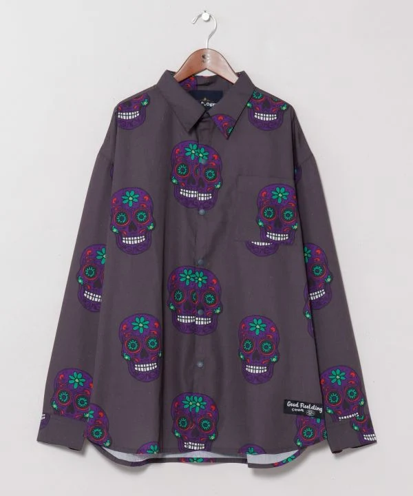 Chemise à imprimé tête de mort mexicaine