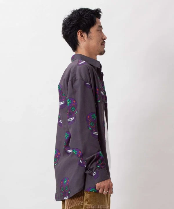 Chemise à imprimé tête de mort mexicaine