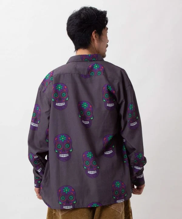 Chemise à imprimé tête de mort mexicaine