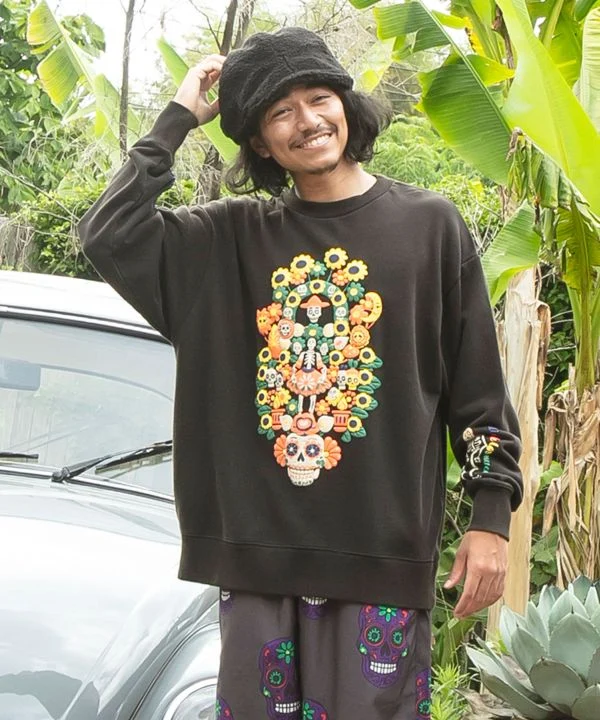 T-shirt à motif tête de mort mexicaine - Taille L - Amina x vert